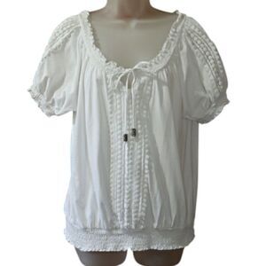 Dress Barn White Boho Top Medium